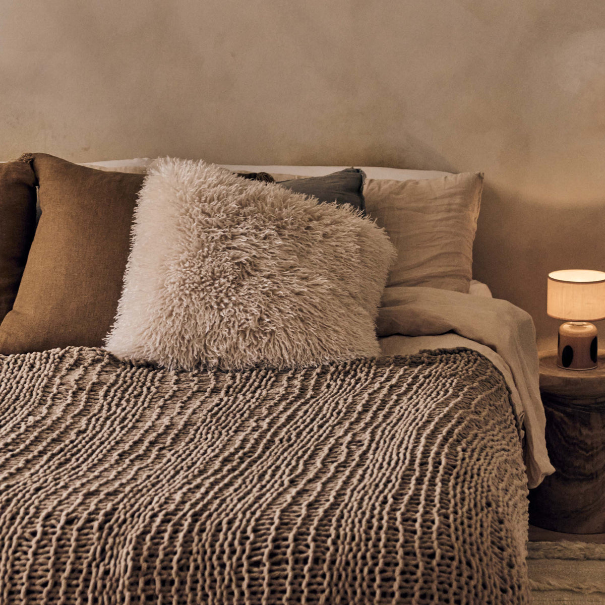 Thornton Knitted Throw, Taupe