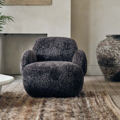 Natasha Faux Shearling Armchair, Charcoal
