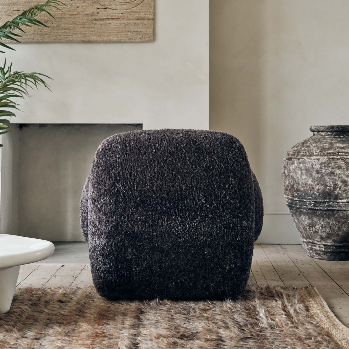 Natasha Faux Shearling Armchair, Charcoal