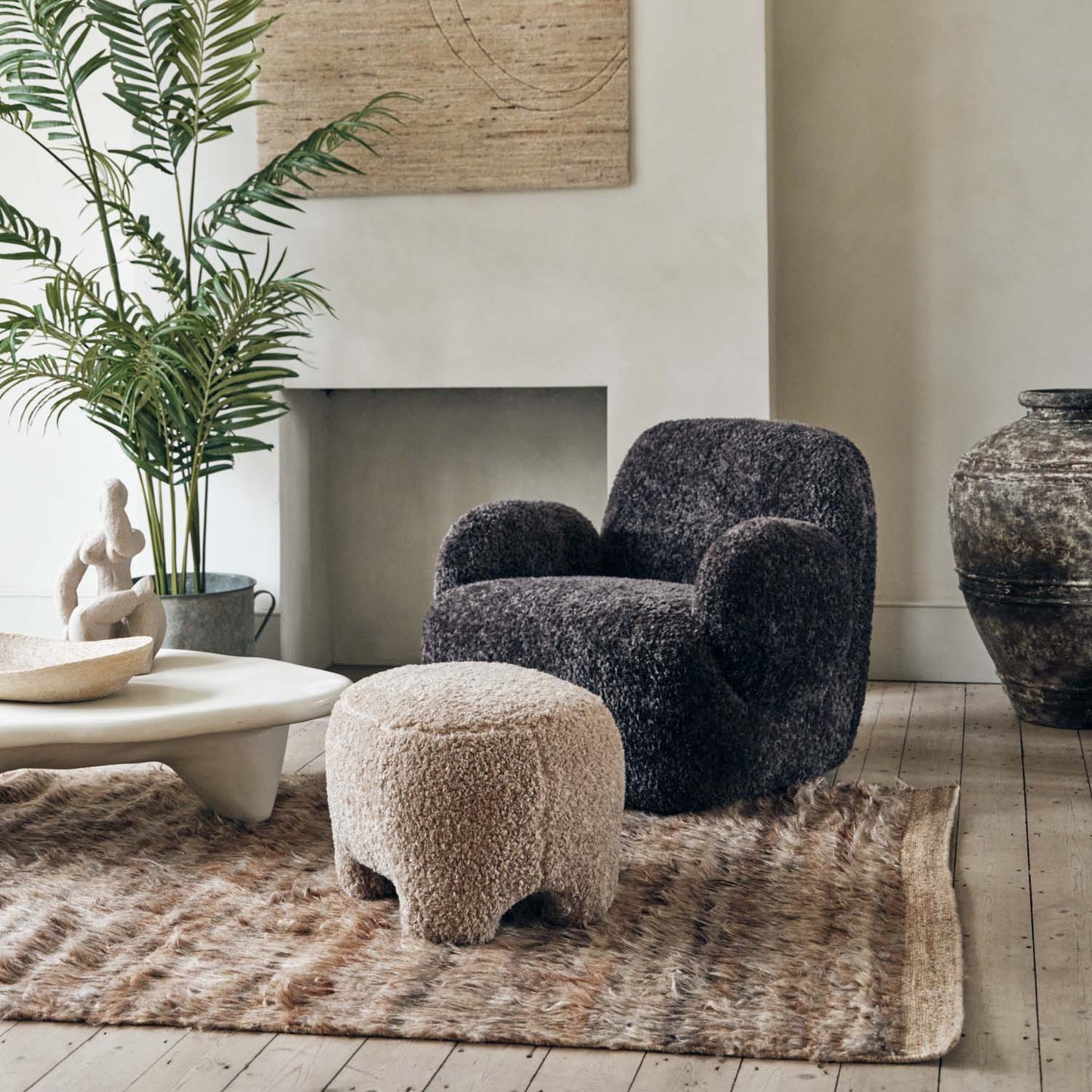 Calvello Faux Shearling Pouffe