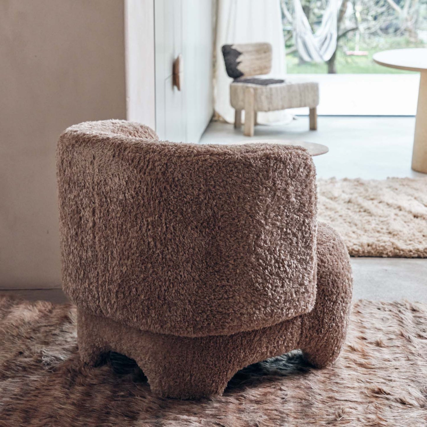 Nola Faux Shearling Armchair, Beige