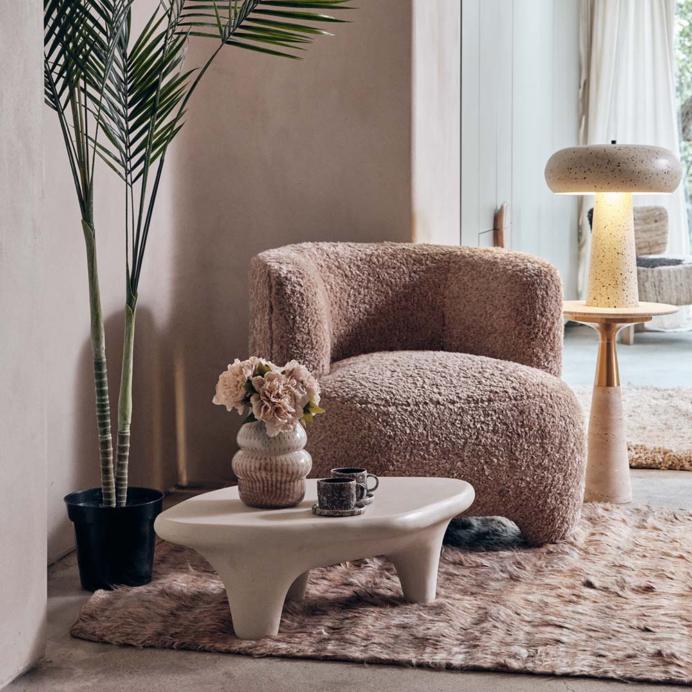 Nola Faux Shearling Armchair, Beige