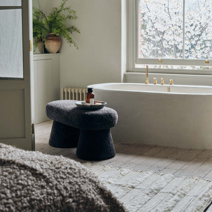 Tulip Faux Shearling Bench, Charcoal