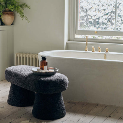 Tulip Faux Shearling Bench, Charcoal