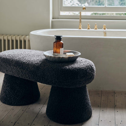 Tulip Faux Shearling Bench, Charcoal