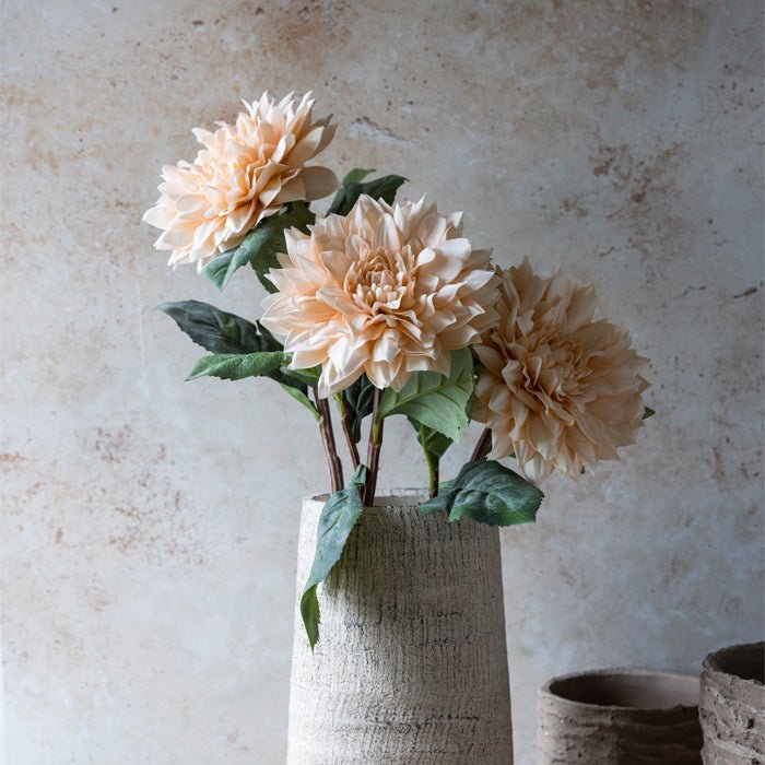 Artificial dahlia peach faux fake flower vase arrangement botanical realistic Abigail Ahern