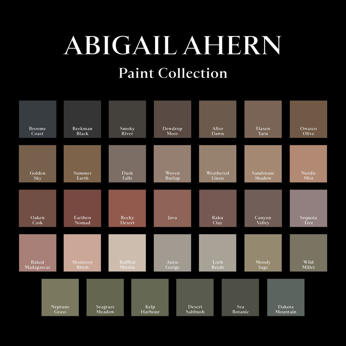 Abigail Ahern full paint palette – a curated collection of luxurious interior paint colours available as peel and stick samples