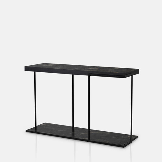 Iron and metal console in black on a white background.