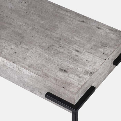 Faux concrete finish on console table.