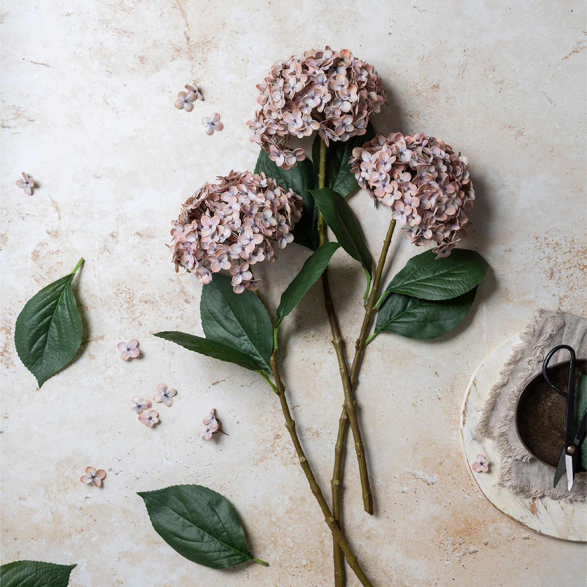 Artificial Real Touch Hydrangea, Antique Blush