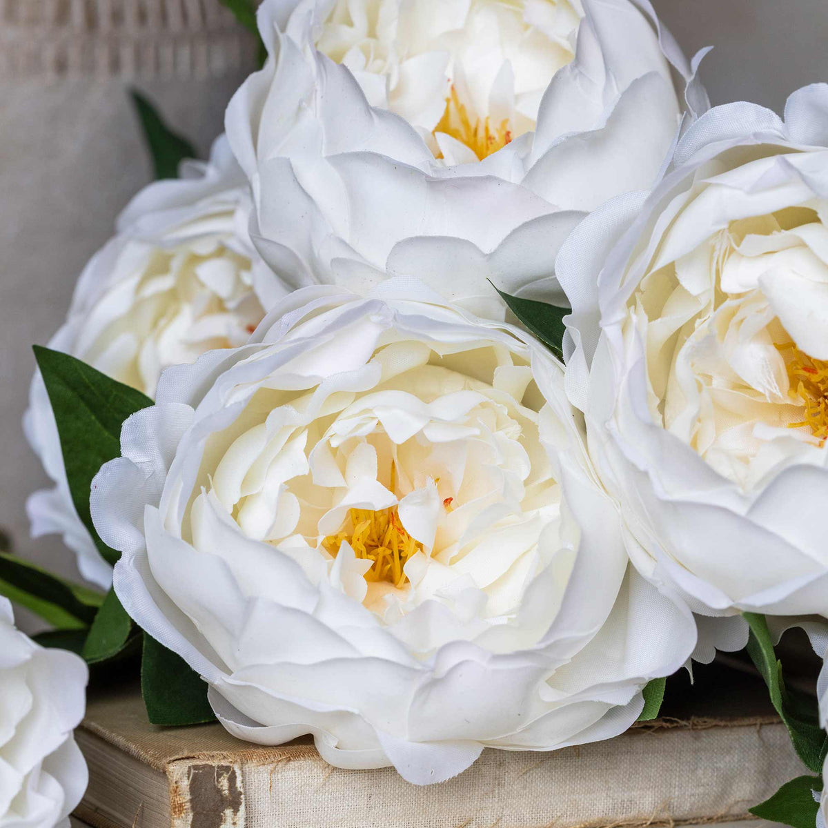 Artificial Real Touch Peony, White