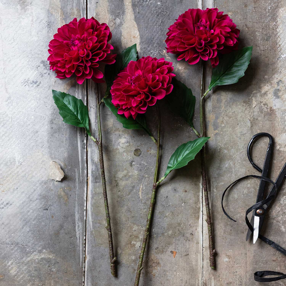 Artificial Real Touch Dahlia, Ruby
