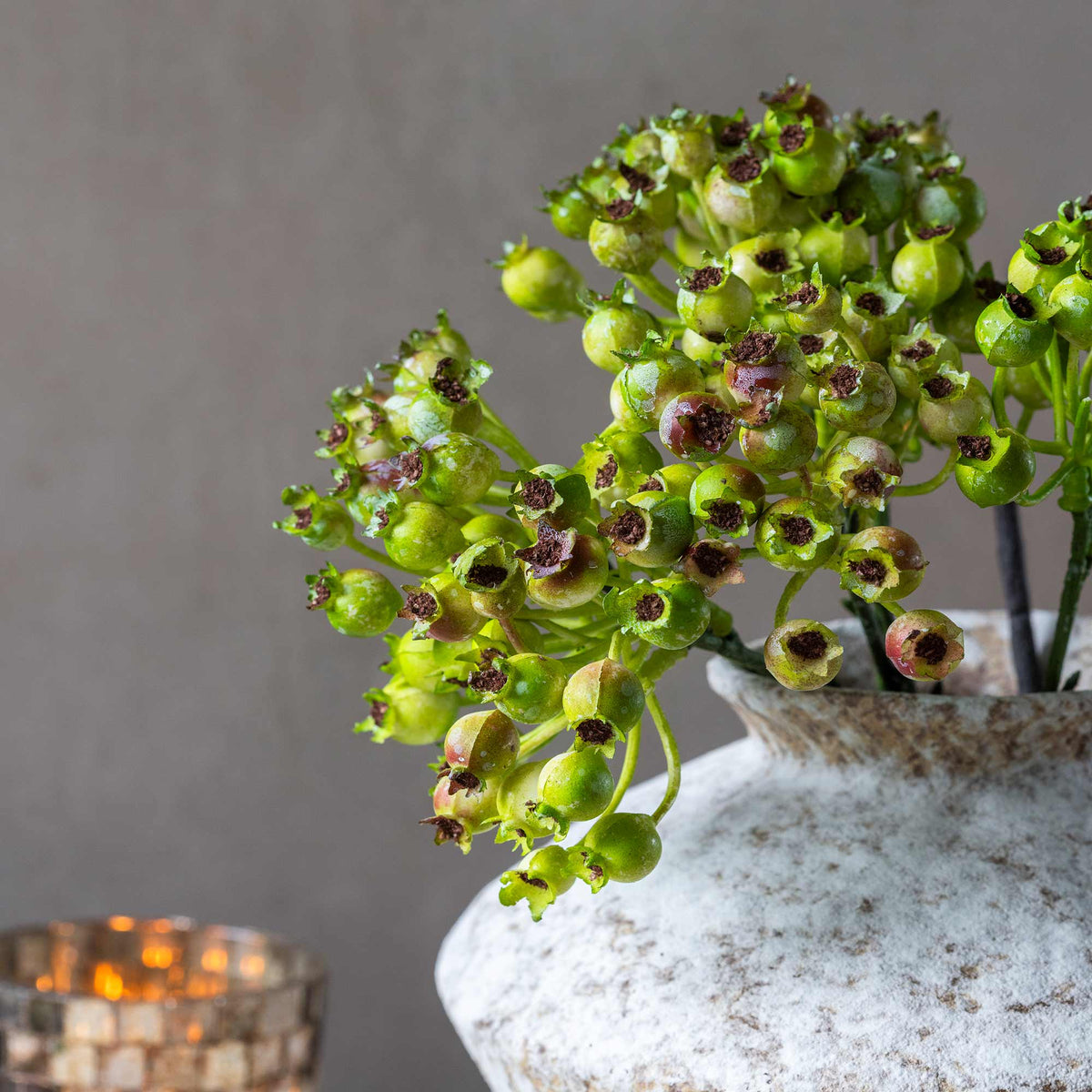 Artificial Rosehip Bunch, Olive