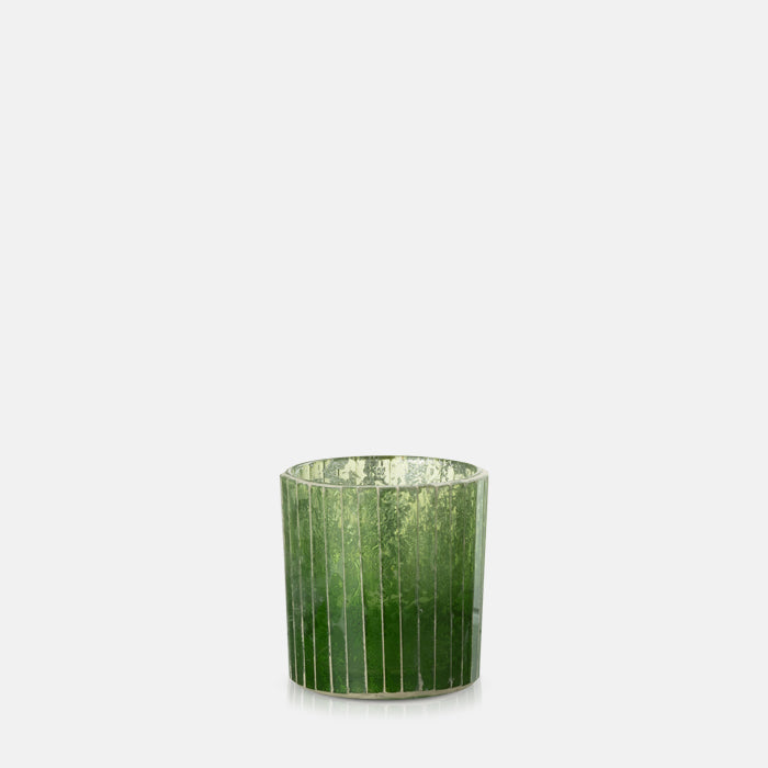 Green coloured glass tea light holder