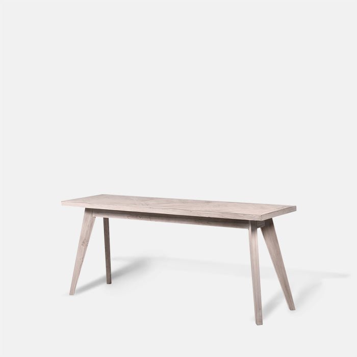 Bronson console table cutout parquet herringbone wood modern entryway furniture natural fir