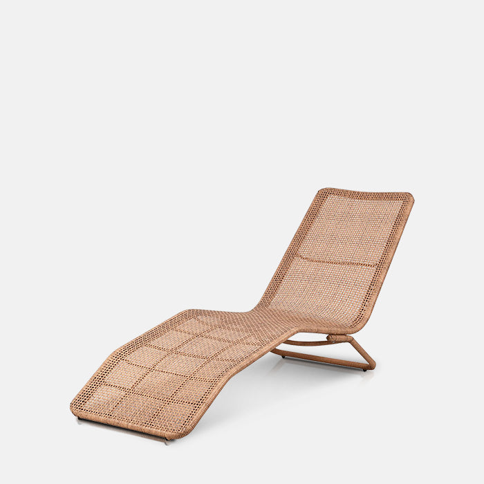 Woven faux rattan sun lounger that's low to the ground