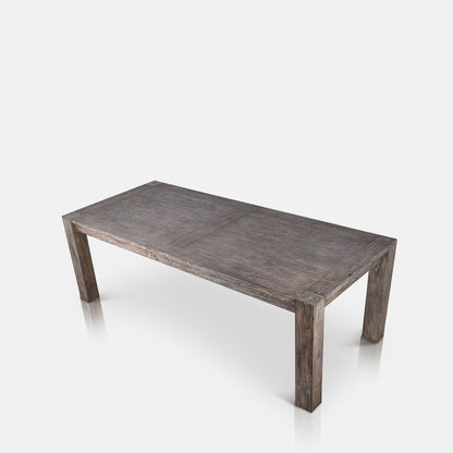 Rectangular dining table with four pedestal legs made from wood