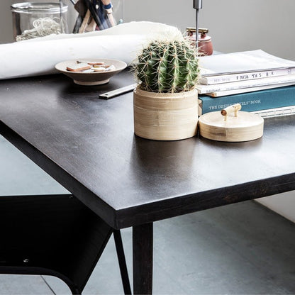 Dark mango wood rectangular dining table.