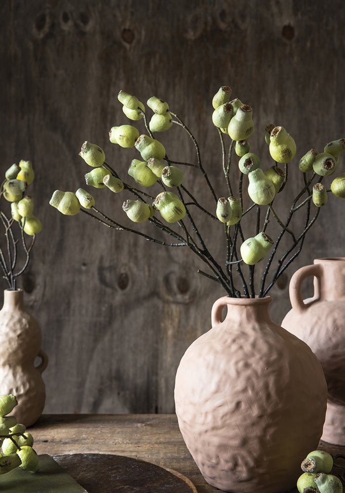Artificial eucalyptus gum nut green brown faux fake seed pods stems botanical realistic