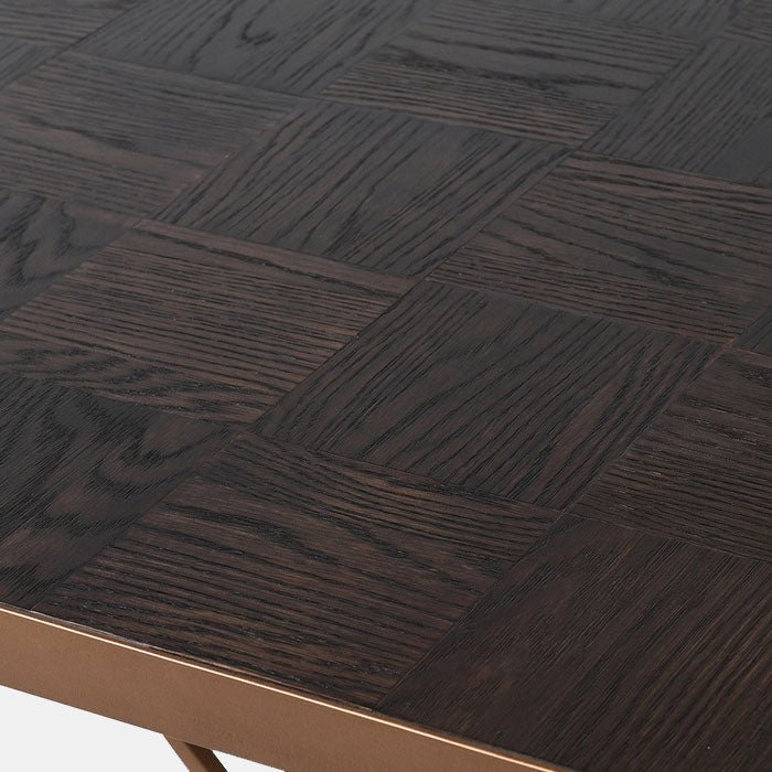 Parquet style table top with a golden edge