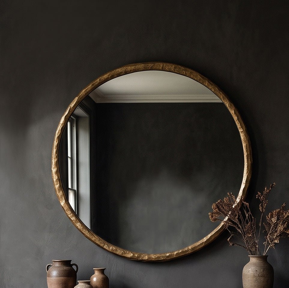 Hatherley Antique Brass Round Mirror