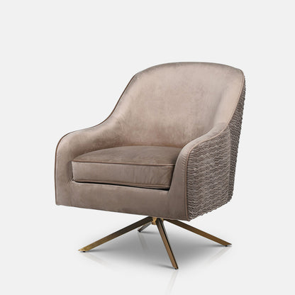 Soft armchair with cushion on metal, swivel legs.
