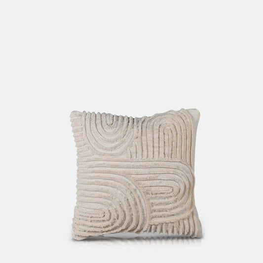 Square cream cushion with a raised line pattern