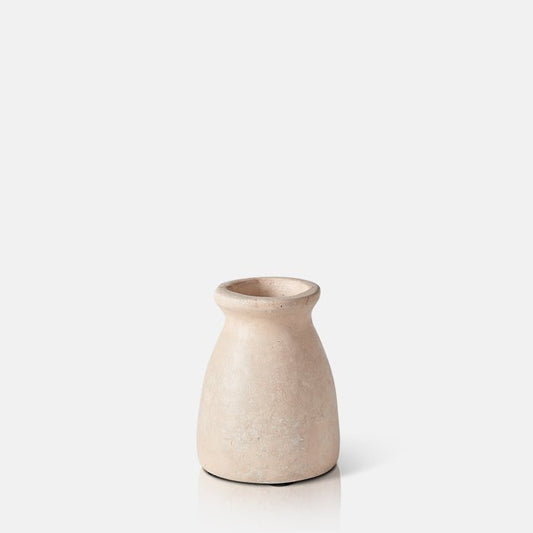 Short brown paper mache vase