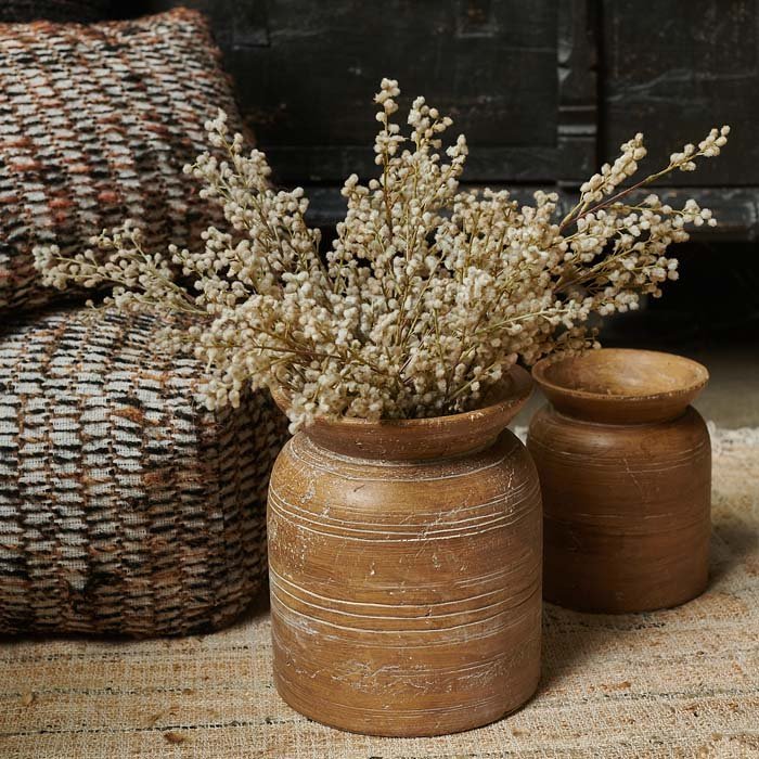 Massin vase large brown ceramic round engraved modern home decor Abigail Ahern styled