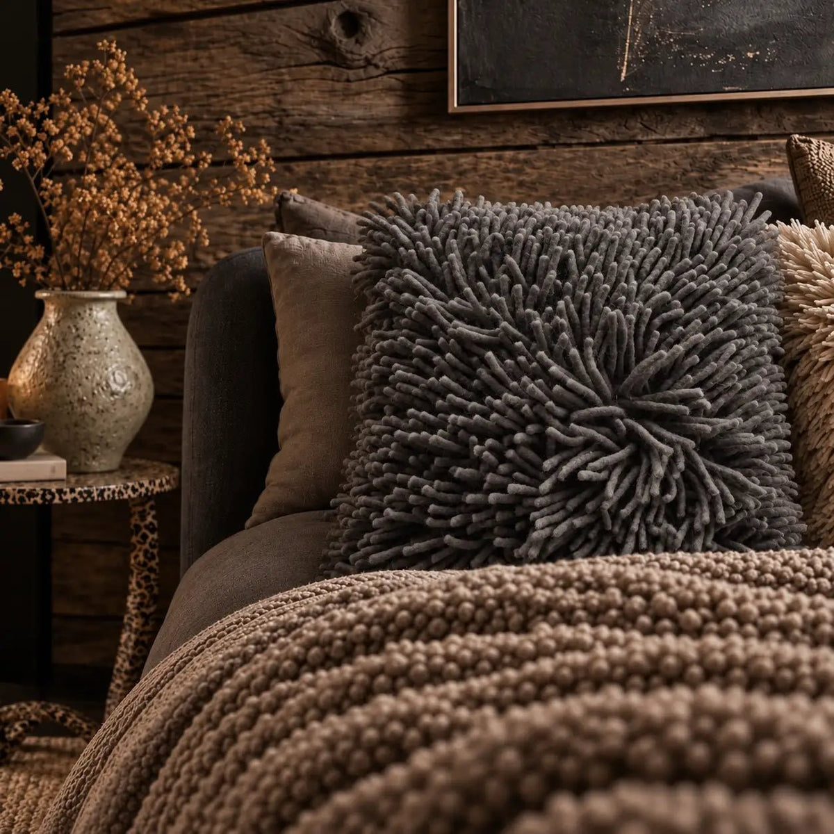 Jensen Textured Cushion, Charcoal