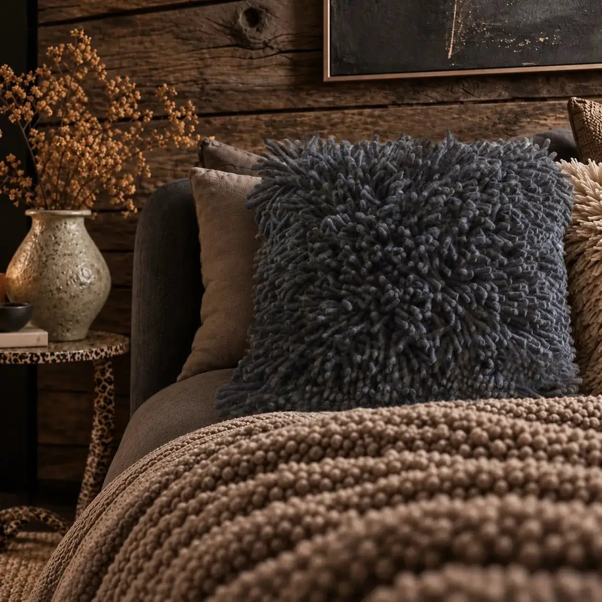 Jensen Textured Cushion, Charcoal