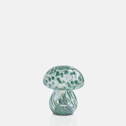 Mushroom shaped led lamp with green marbling