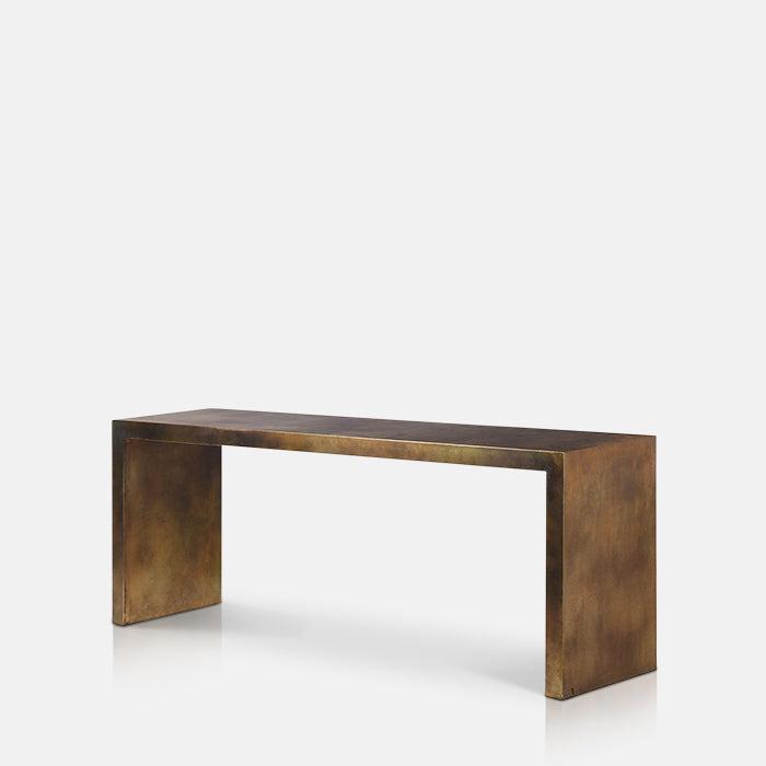 Simple rectangular console table finished in gold