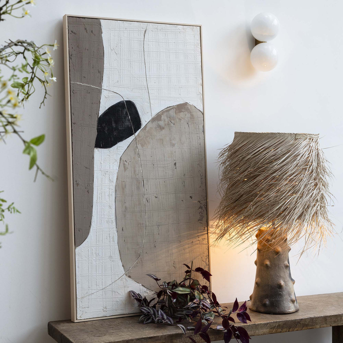 Caramel Shaggy Palm Lamp, Large