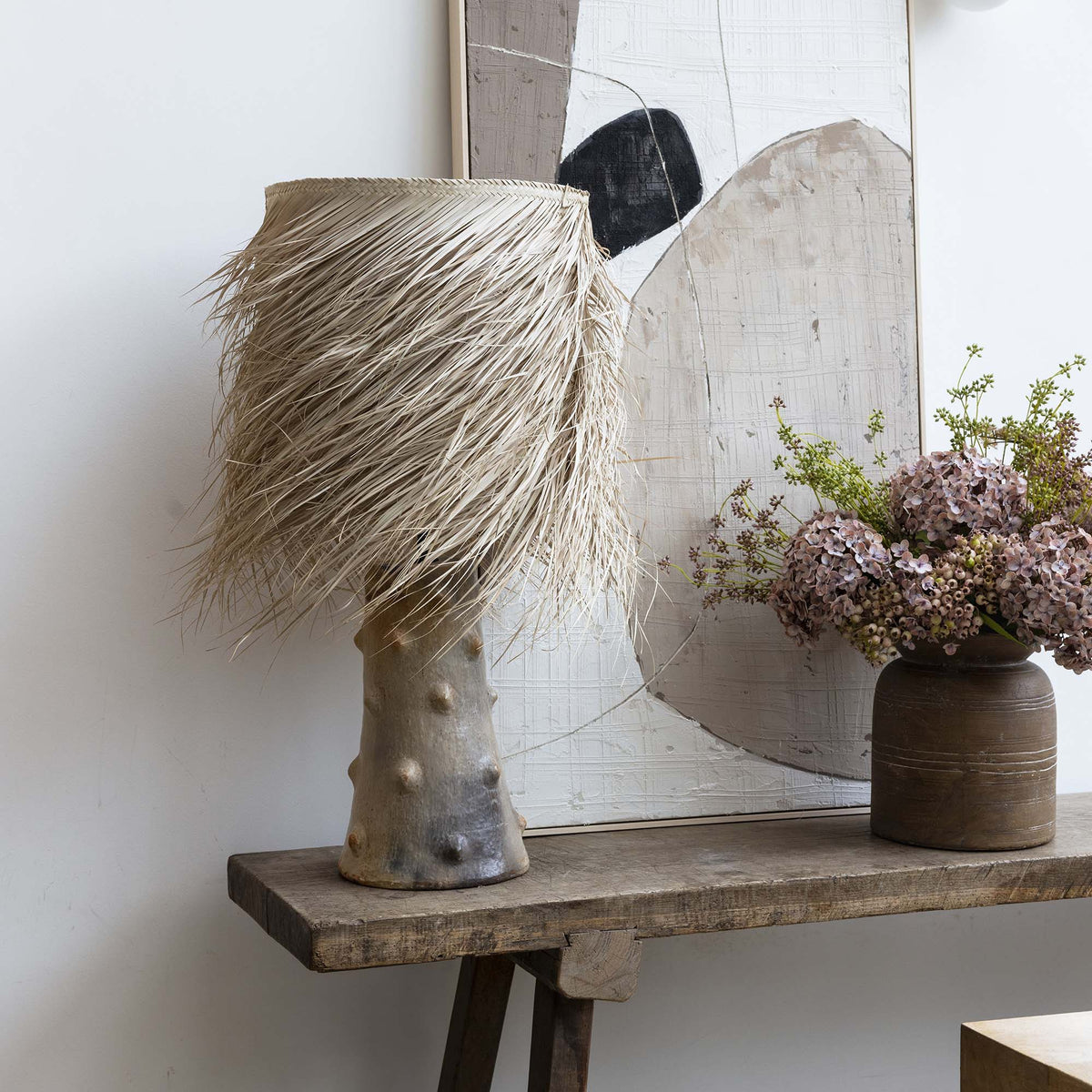Caramel Shaggy Palm Lamp, Large