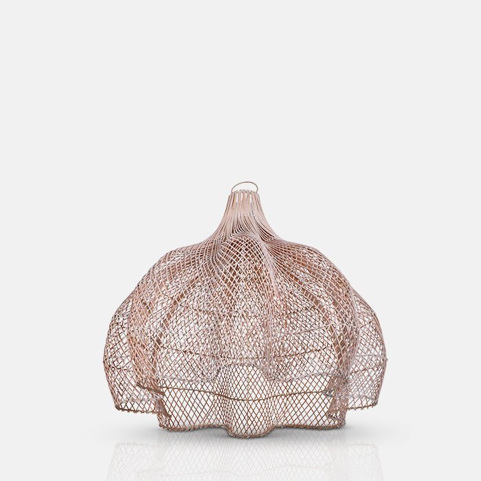 A cutout of the Sarria Rattan Pendant, a stunning oversized whitewashed rattan pendant shade.