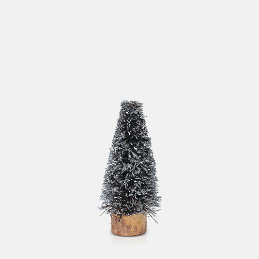 Small decorative Christmas trees covered in glitter.