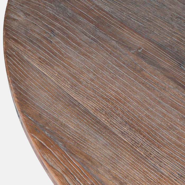 Dark stained round wooden table top