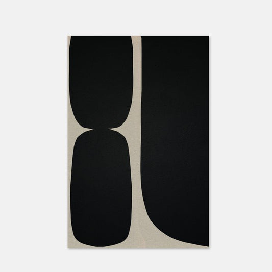 Black rectangular shapes with curved edges on a beige background artwork