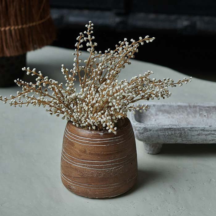 Artificial heather cream white faux fake flower foliage vase botanical realistic home decor