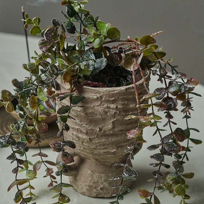 Artificial trailing eucalyptus branch faux fake foliage green brown botanical realistic home decor