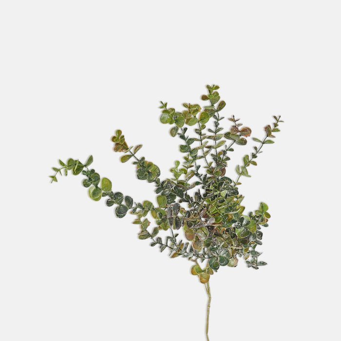 Artificial eucalyptus trailing branch faux fake foliage stem green brown botanical realistic