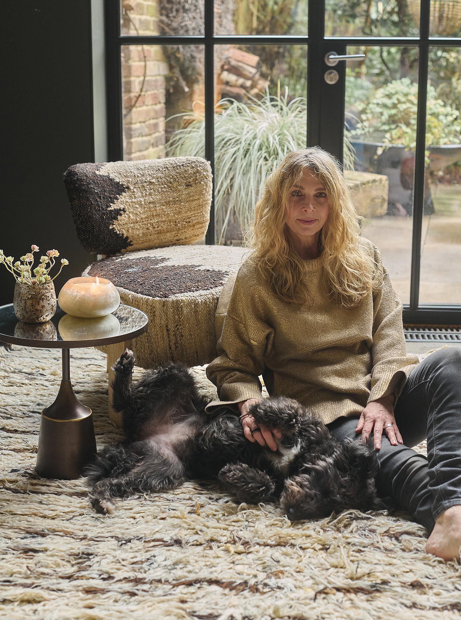 Carolina Velvet Bench in Mustard | Gold Legs | Abigail Ahern