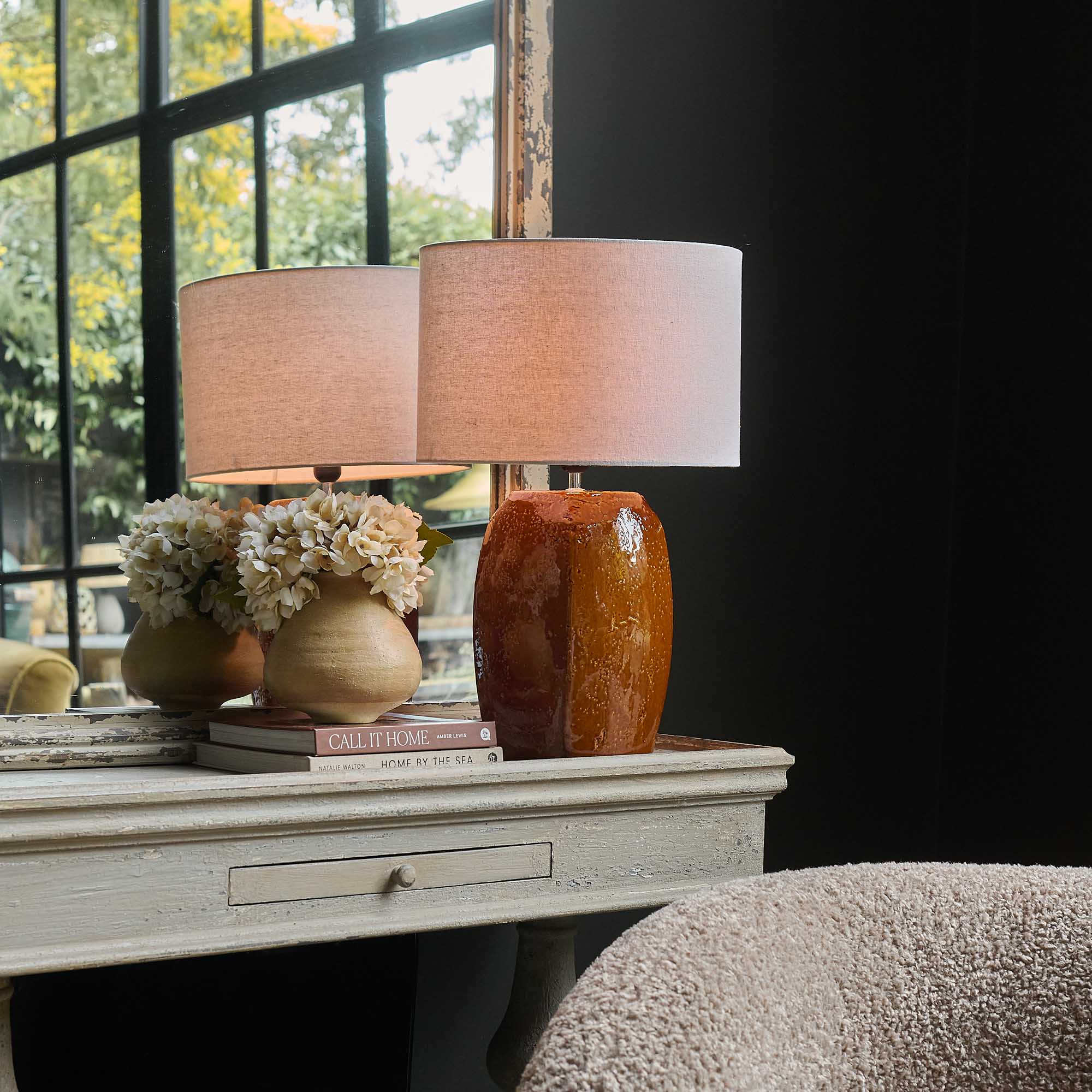 Alanna Ceramic Table Lamp | Orange Table Lamp | Abigail Ahern