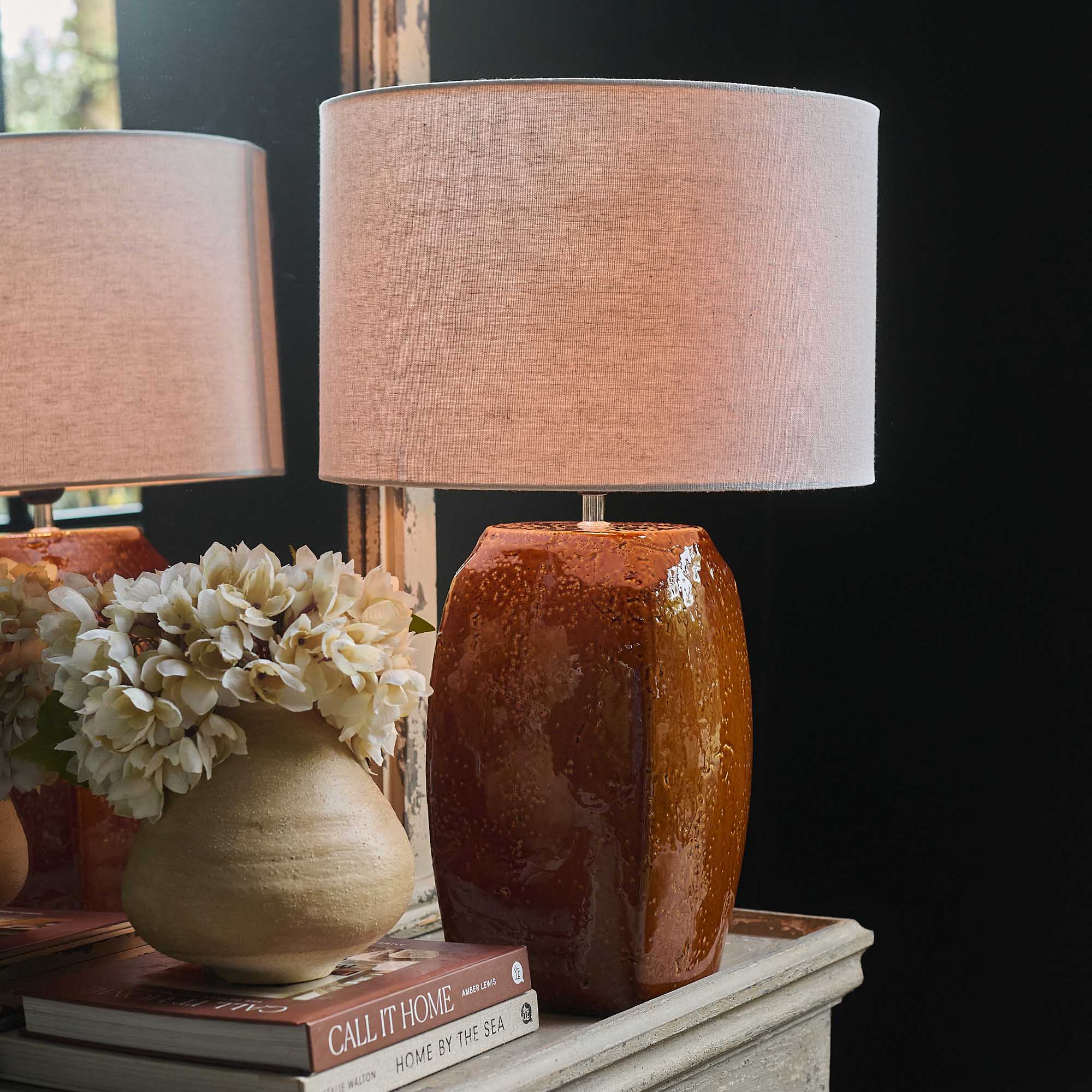 Alanna Ceramic Table Lamp | Orange Table Lamp | Abigail Ahern