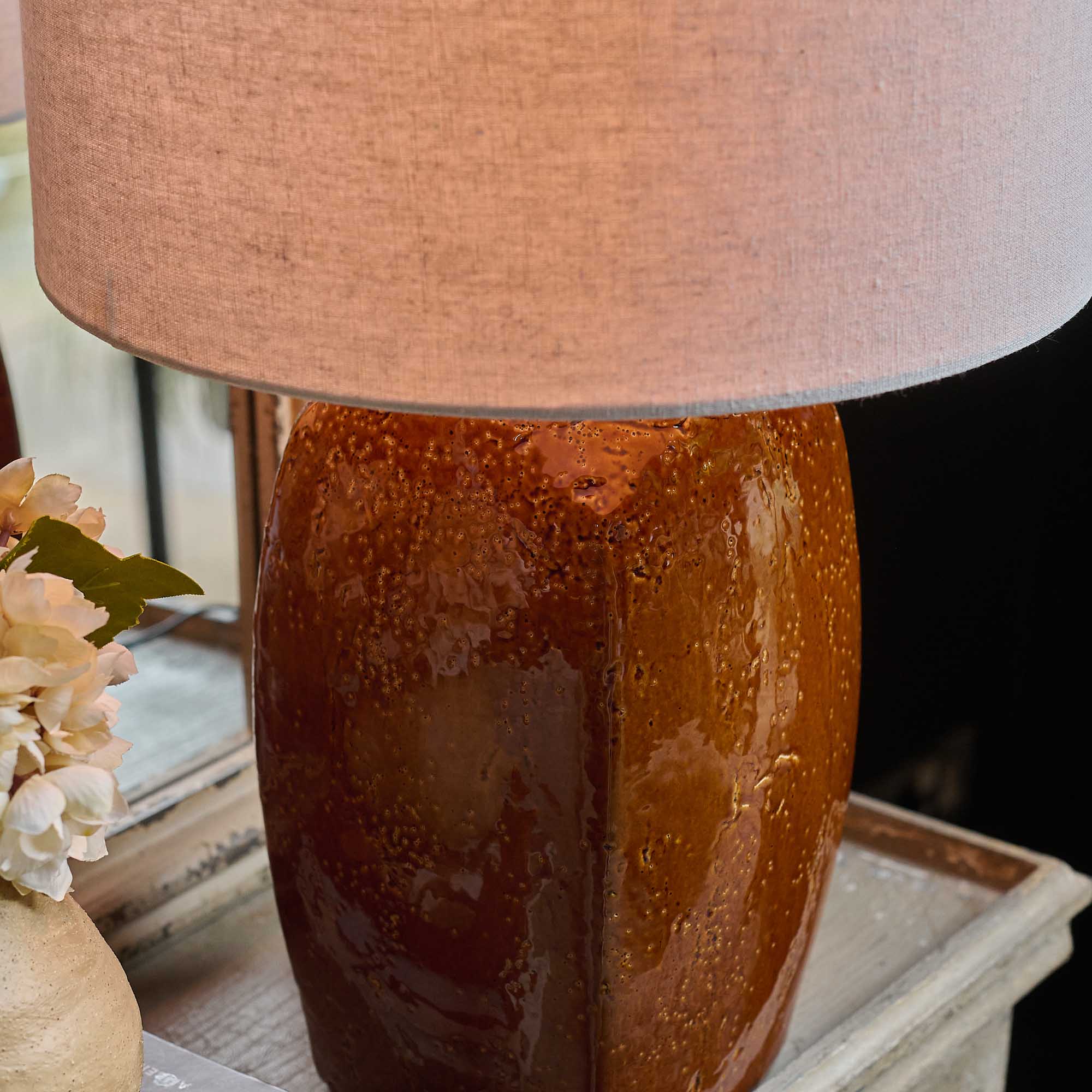 Alanna Ceramic Table Lamp | Orange Table Lamp | Abigail Ahern
