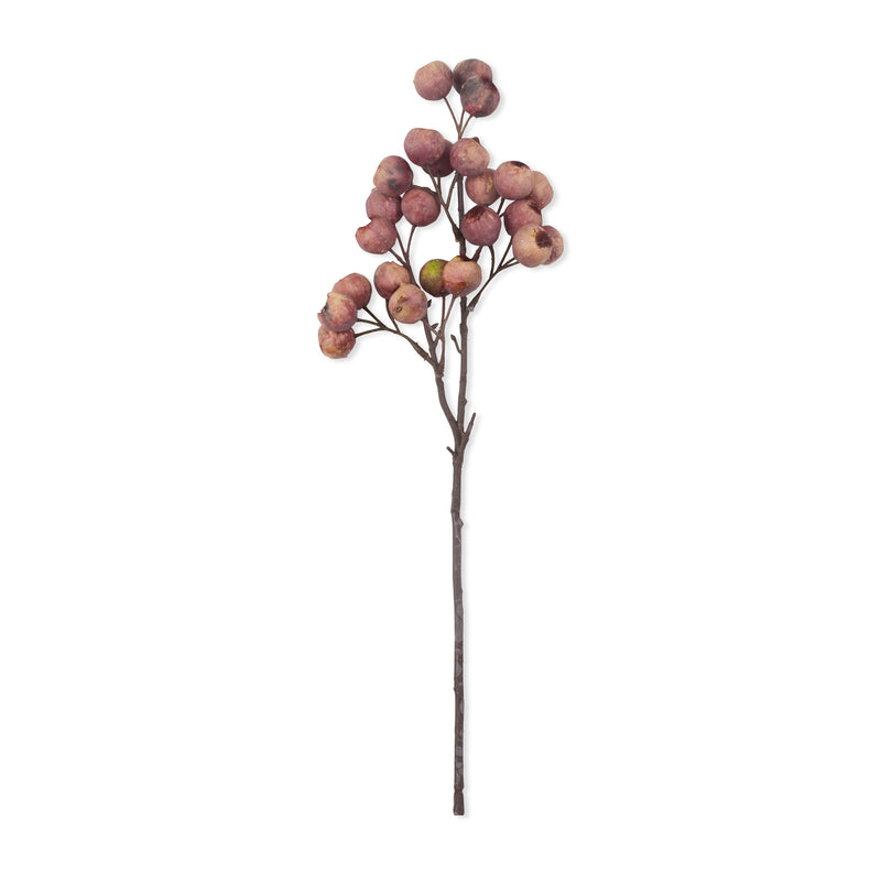 Cutout image on a white background of a single stem of artificial hawthorn berry eventide.