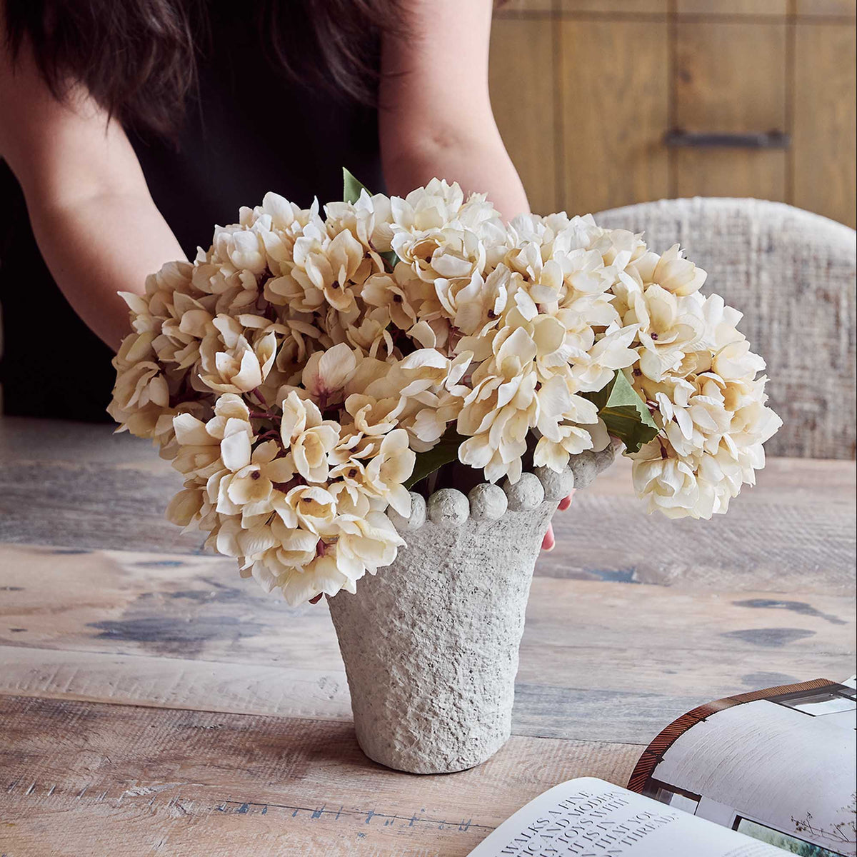 Artificial Hydrangea Bouquet, Morning Mist