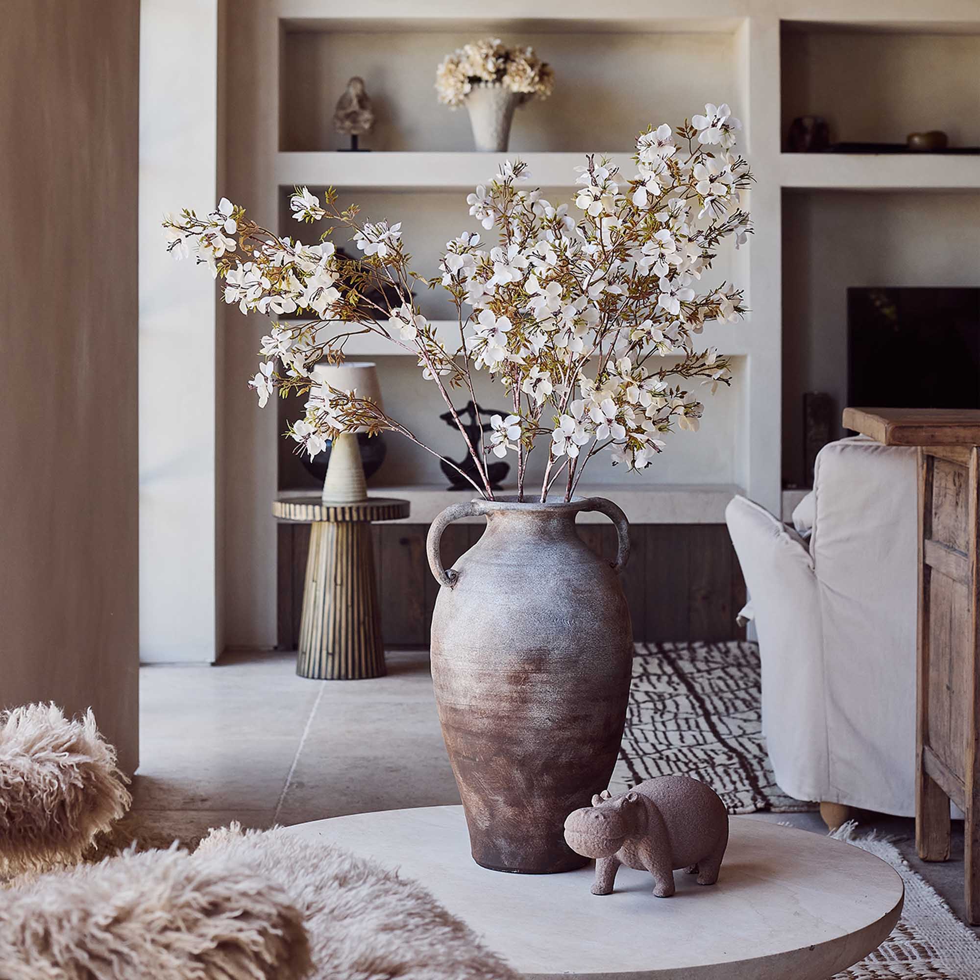 Artificial Prunus Blossom, Cream | White Faux Flowers | Abigail Ahern