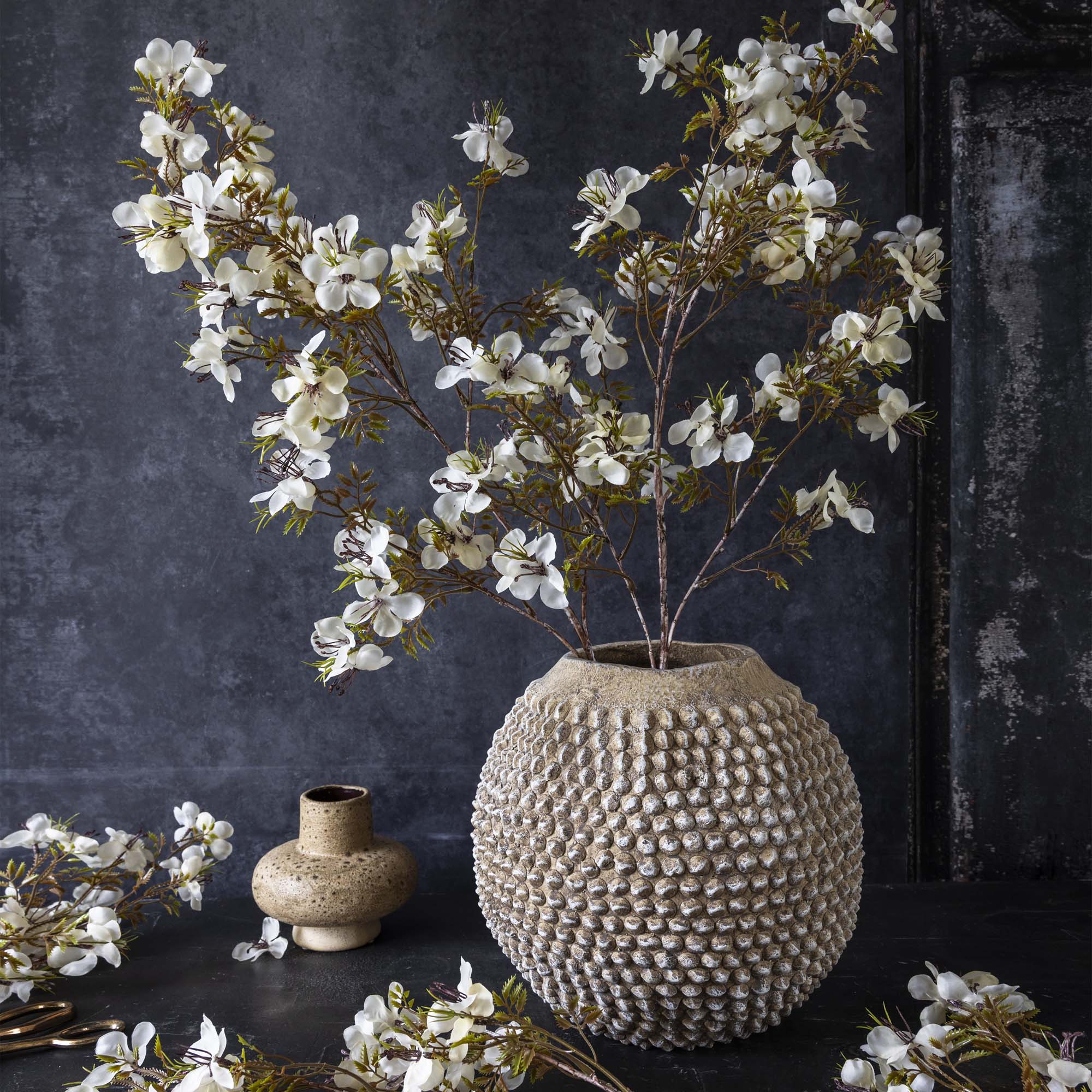 Artificial Prunus Blossom, Cream | White Faux Flowers | Abigail Ahern